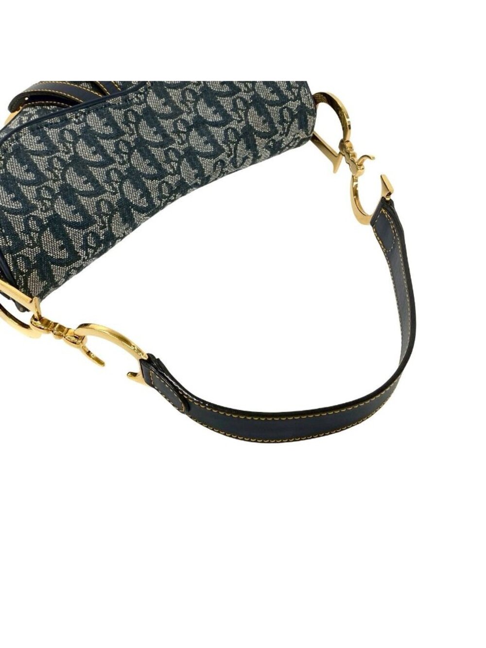 Dior Saddle Bag Trotter Cd Logo Canvas Leather Semi Navy - Picture 4 of 10